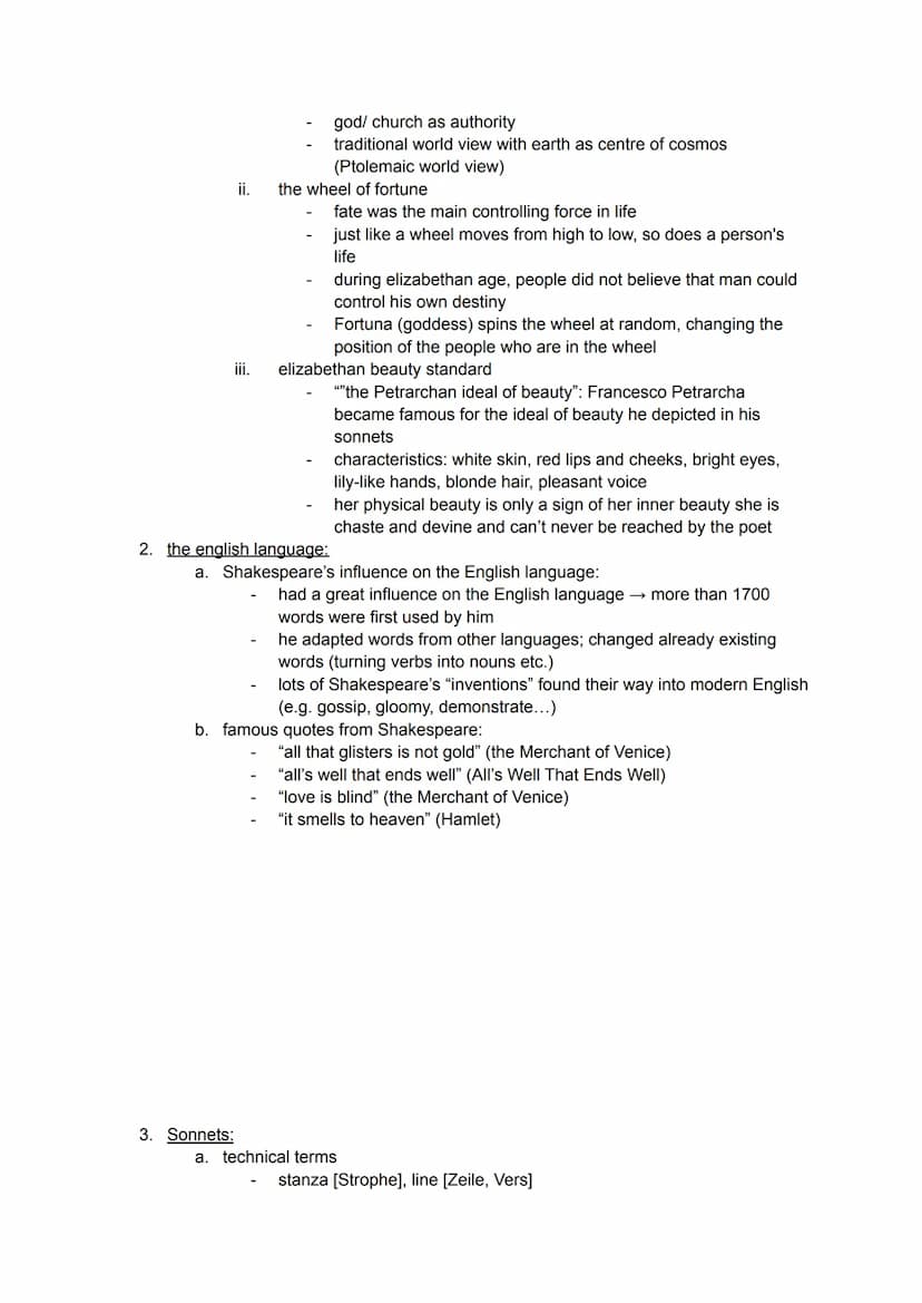 Abitur: Shakespeare:
1. Historical context:
a. historical background:
Queen Elizabeth ruled England (1533-1603)
Elizabethan age ("golden age