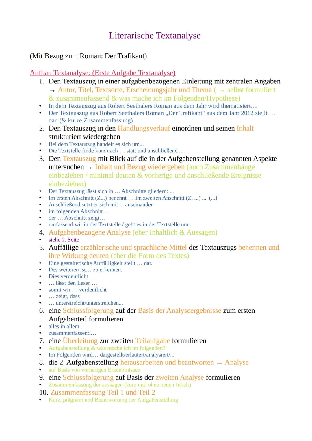 (Mit Bezug zum Roman: Der Trafikant)
Aufbau Textanalyse: (Erste Aufgabe Textanalyse)
1. Den Textauszug in einer aufgabenbezogenen Einleitung