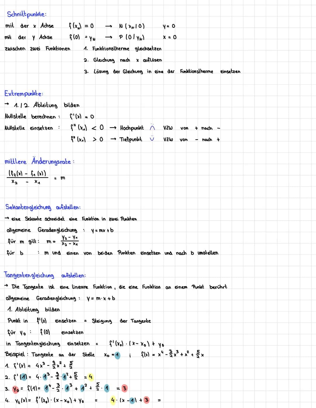 -Analysis
Ableitungen: f'(x) ist die Steigung von f(x)
Potenzregel: f(x) = ax² + bx +
f'(x) = 2ax
Exponent nach vorne
Faktorregel: f(x)= r. 