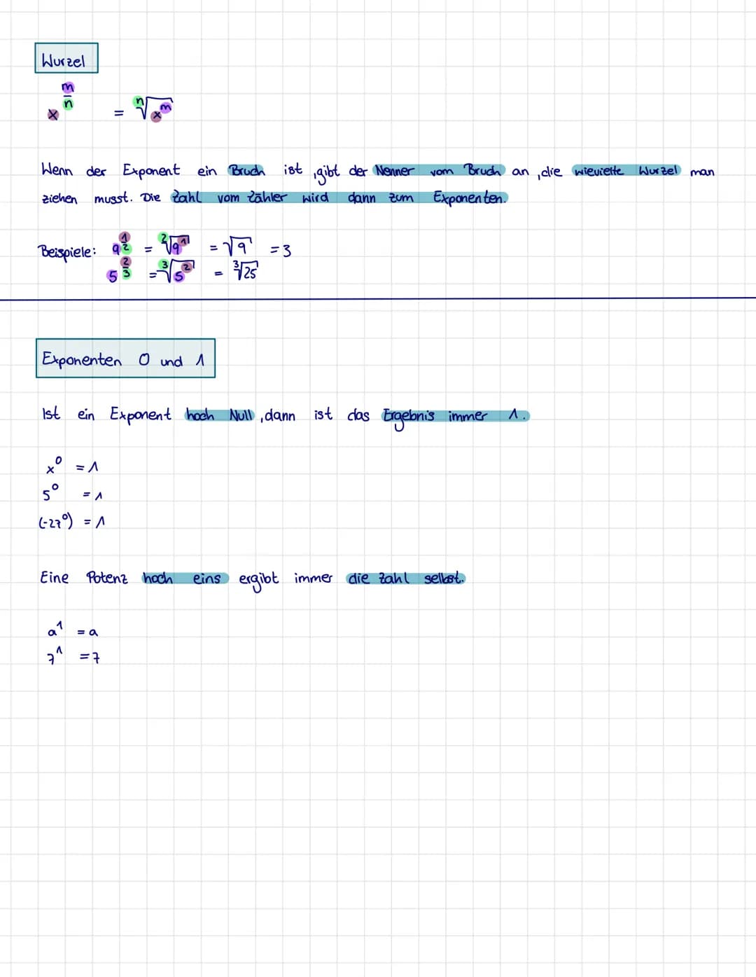 POTENZEN
Potenzen mit
b
X X = X
gleicher
Beispiele: 10 1.10
3+2
-
Beispiele:
=
Beispiele:
Wenn zwei Potenzen mit der gleichen Basis multipli