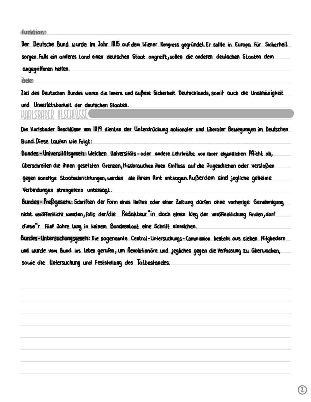 GESCHICHTE
WIENER KONGRESS
Hauptziele des Kongresses:
GRENZEN
- kein National staat/selbständige
Verwaltung der Fürstentümer
-Deutsche Staat