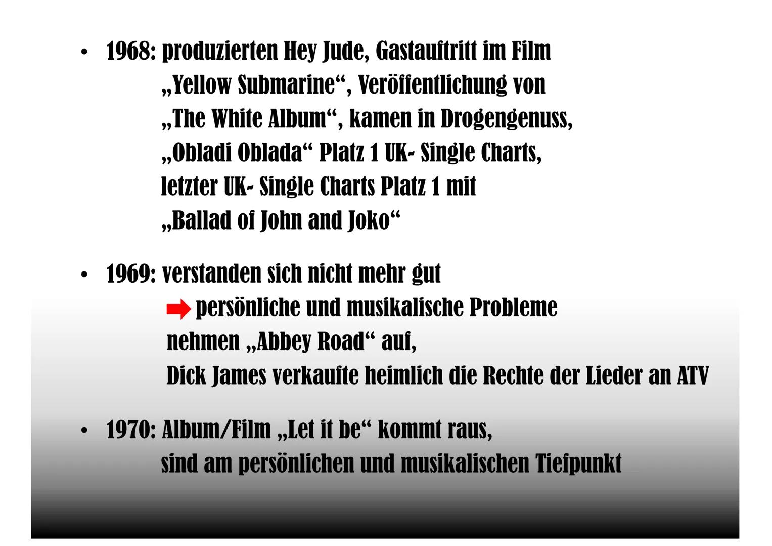 
<p>Die Bandmitglieder der Beatles waren John Lennon, Paul McCartney, George Harrison und Ringo Starr. Jedes Mitglied spielte ein Instrument