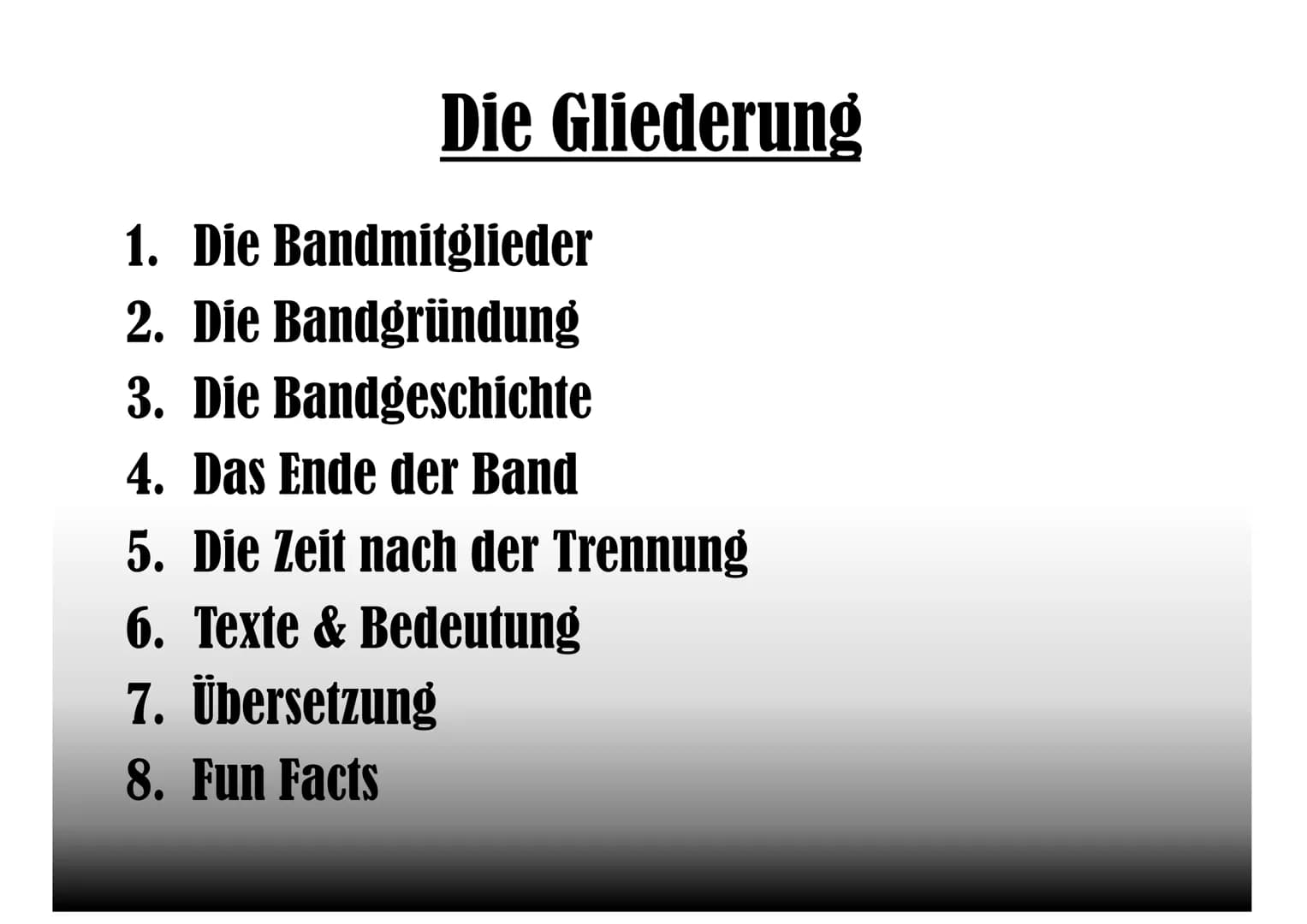 
<p>Die Bandmitglieder der Beatles waren John Lennon, Paul McCartney, George Harrison und Ringo Starr. Jedes Mitglied spielte ein Instrument