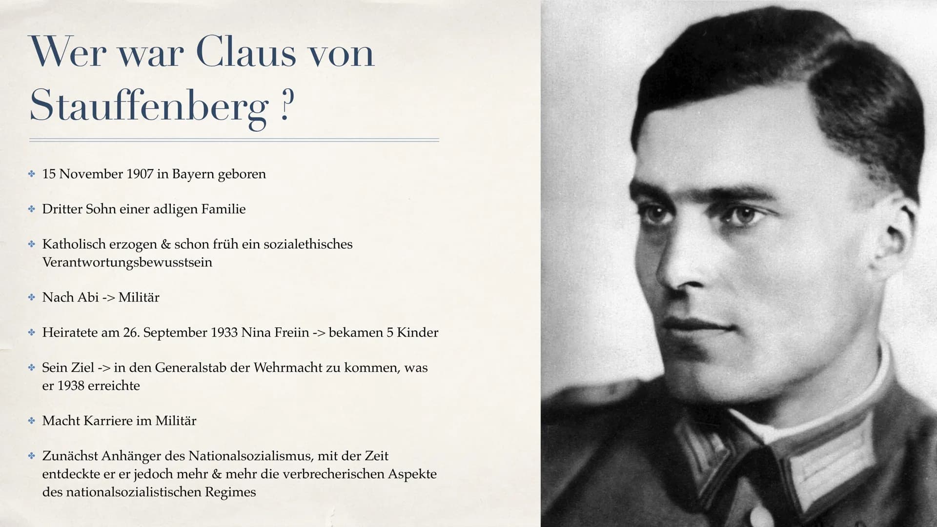 Attentat auf Adolf Hitler
20 juli 1944
Clara Benz Ersatzleistung Q2 Gliederung
* Politische Lage / Vorgeschichte
* Wer war Claus von Stauffe