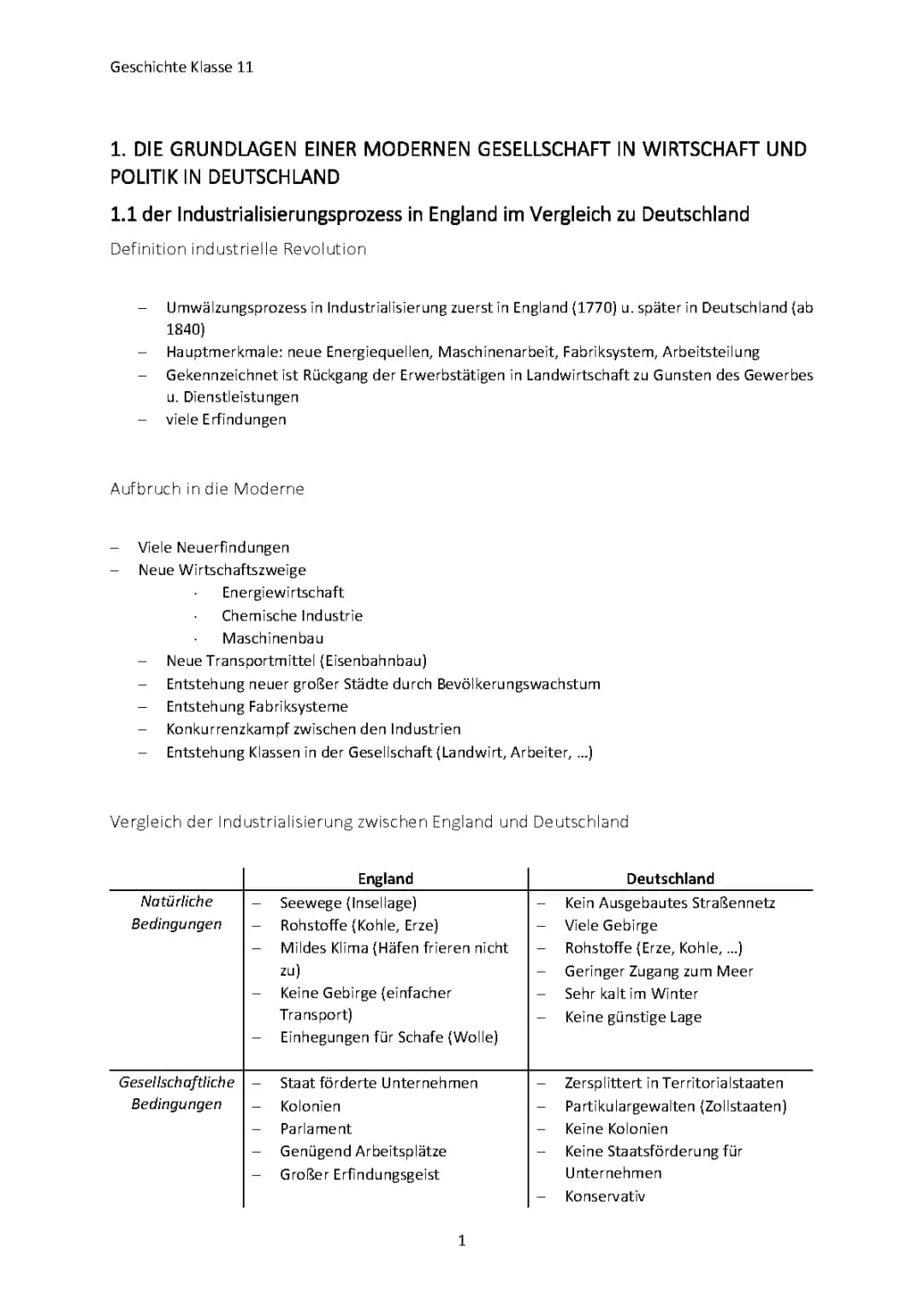 Zusammenfassung Schuljahr  Klasse 11 Geschichte