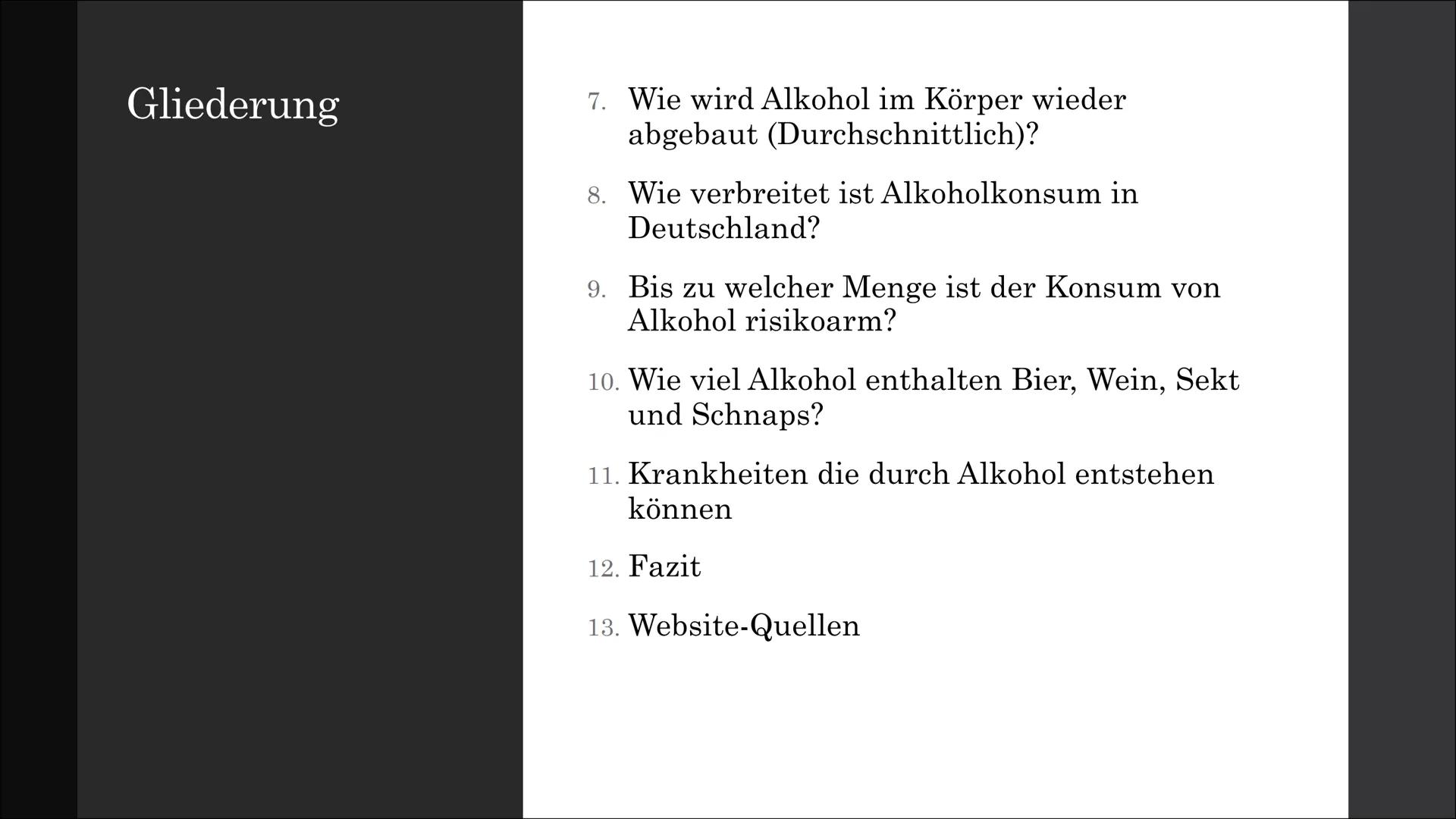 ALCOHOL
Wirkungen des
Alkohols auf
den
menschlichen
Körper
Wie gefährlich kann es sein? Gliederung
1. Was ist Alkohol?
2. Warum trinken Mens
