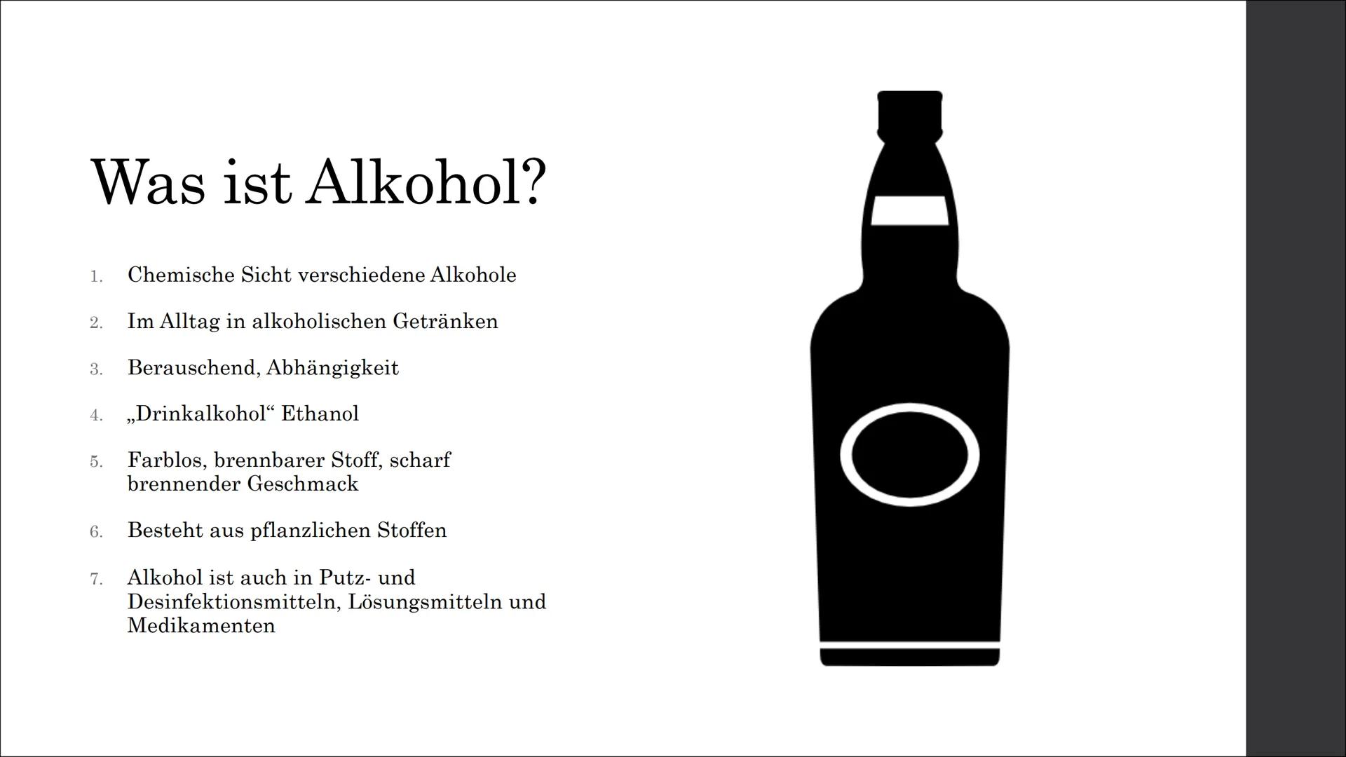 ALCOHOL
Wirkungen des
Alkohols auf
den
menschlichen
Körper
Wie gefährlich kann es sein? Gliederung
1. Was ist Alkohol?
2. Warum trinken Mens
