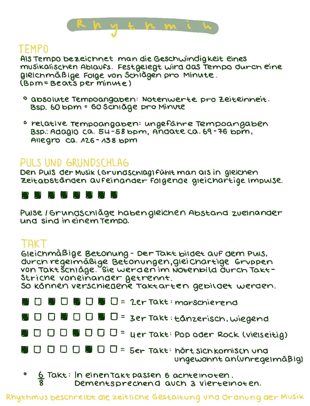 Rhythmik, Melodik und Musik Grundlagen