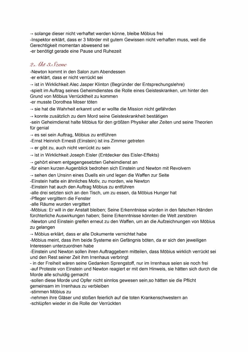 Deutschklausur
Die Physiker
Inhalt
1.Akt 1.Szene
-im privaten Sanatorium ist eine Krankenschwester ermordet worden
→ Ernst Heinrich Ernesti,