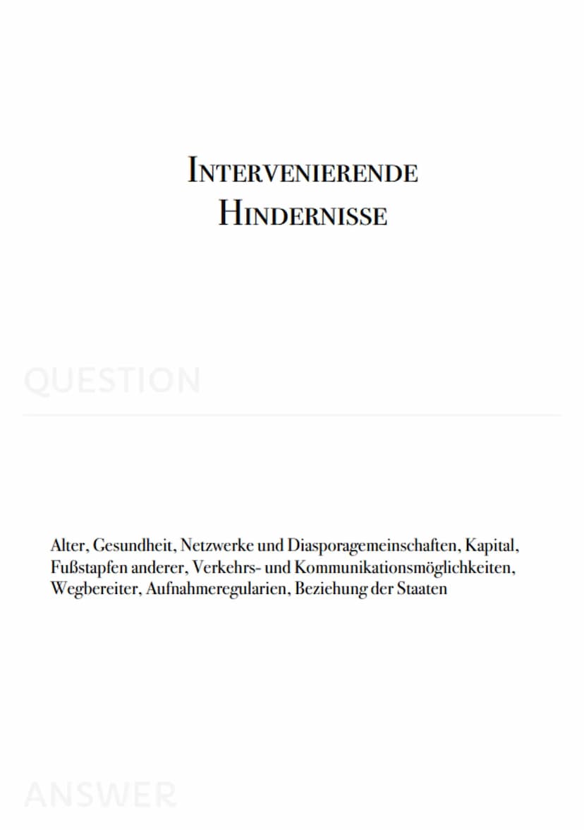 Geo
Karteikarten
- PUSH FAKTOREN
QUESTION
Krieg, politische Instabilität, Naturkatastrophen, Armut, Infrastruktur,
Bildungseinrichtungen, me