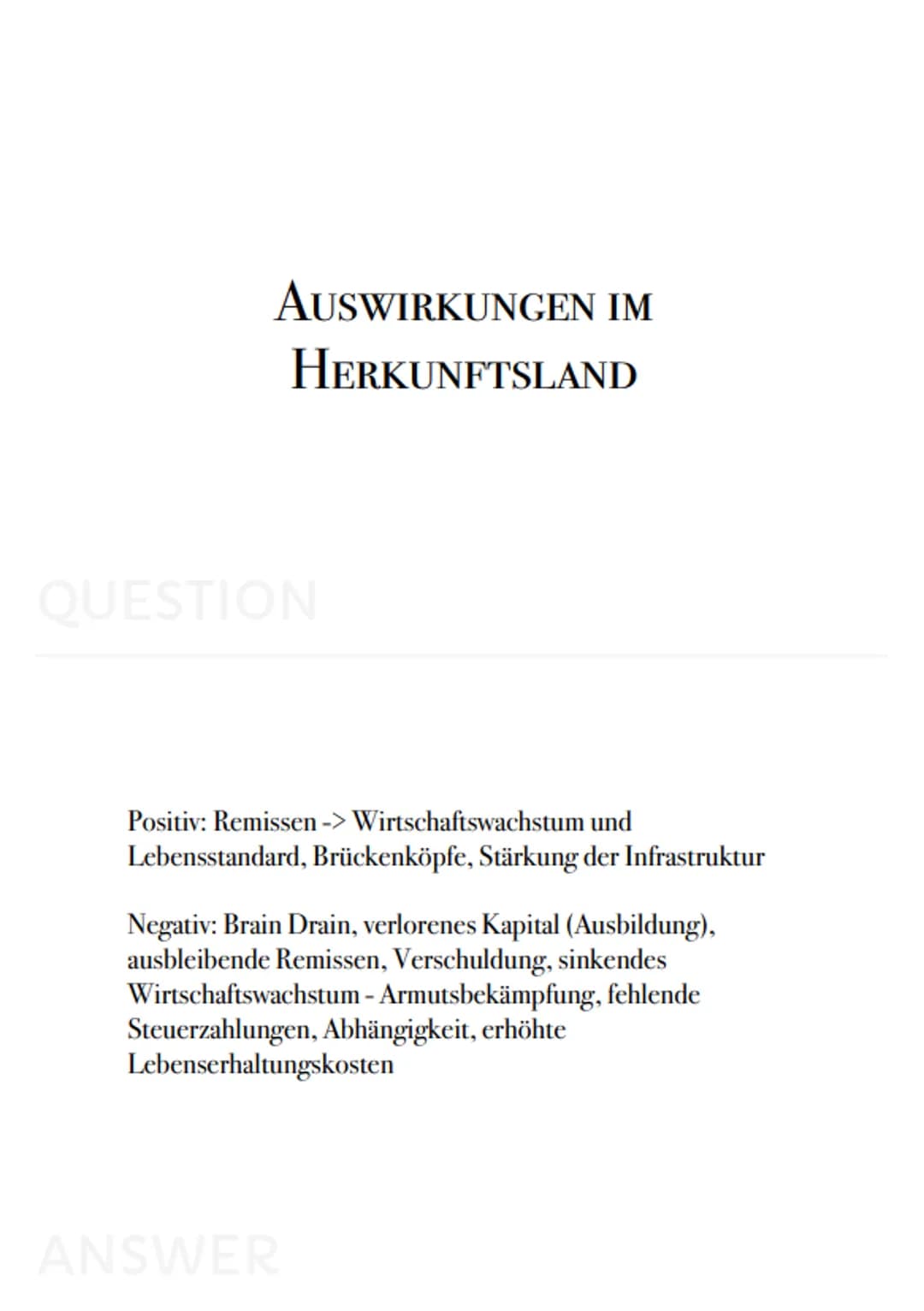 Geo
Karteikarten
- PUSH FAKTOREN
QUESTION
Krieg, politische Instabilität, Naturkatastrophen, Armut, Infrastruktur,
Bildungseinrichtungen, me