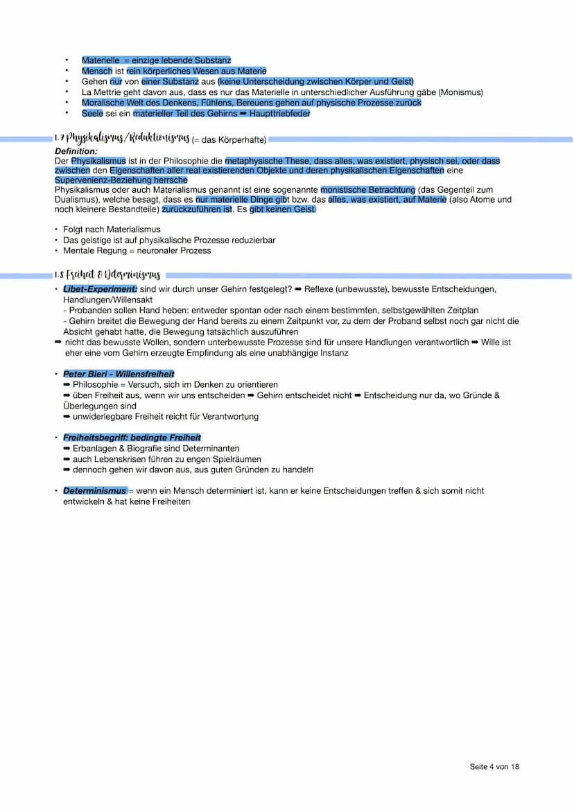 ▪ Philosophic Abitur - Thomanubersicht
1. Kurshalbjahr - Erkenntnisphilosophie
• Substanzdualismus: Geist & Körper bilden zwei Substanzen; w