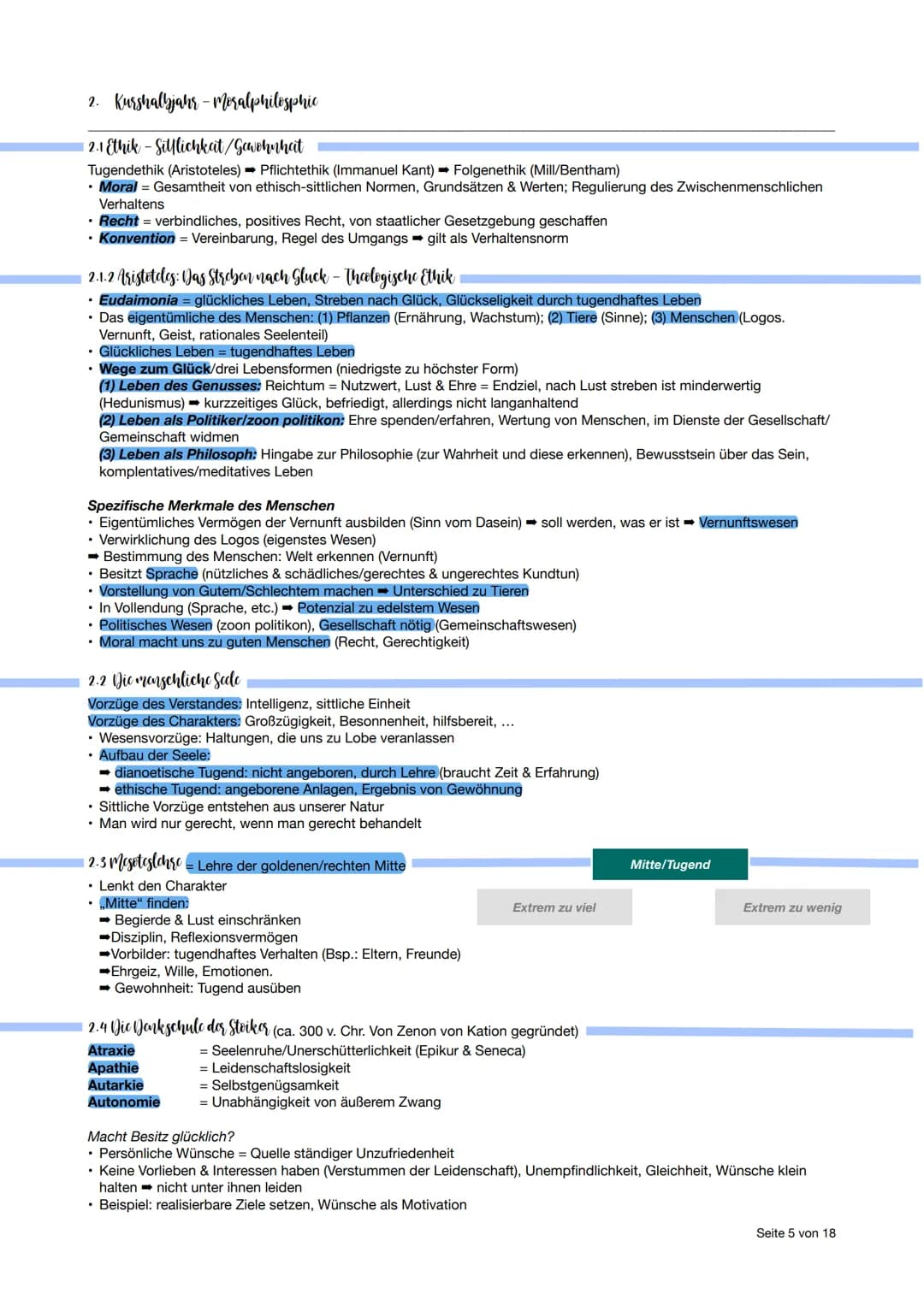 ▪ Philosophic Abitur - Thomanubersicht
1. Kurshalbjahr - Erkenntnisphilosophie
• Substanzdualismus: Geist & Körper bilden zwei Substanzen; w
