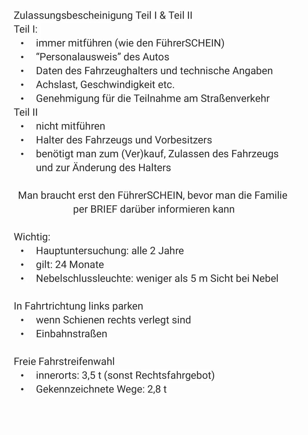 Ladung
Fahrbahn
●
●
●
●
ABS-Antiblockiersystem
●
●
FAHRSCHULE
Theorieprüfung
●
●
Geschwindigkeiten
●
50cm
●
Leitlinie: Darf überfahren werde