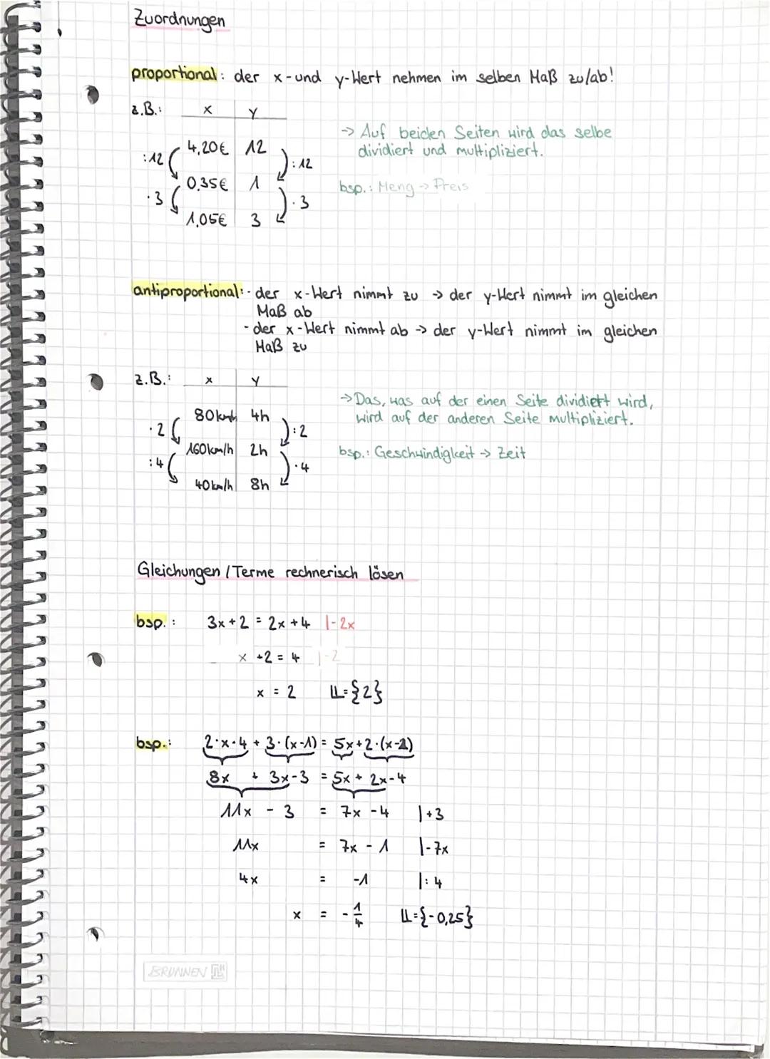 e
Zuordnungen
proportional: der x-und y-Wert nehmen im selben Maß zu/ab!
X Y
4,20€ 12
2.B.:
:12
(
·36
2.B.:
.26
:4
antiproportional: der x-H