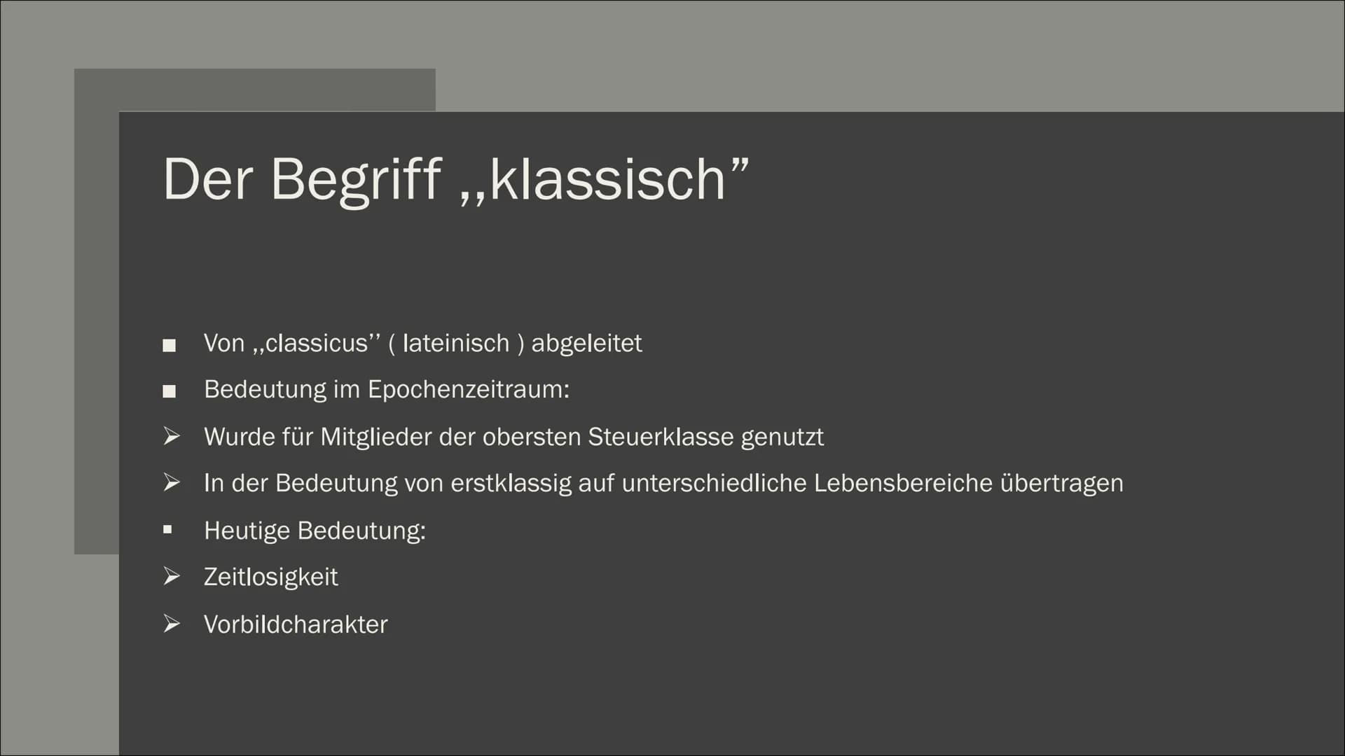 DIE EPOCHE DER KLASSIK
1786-1832
D LK Tes, Leena Mahnin Themen:
Der Begriff,,klassisch"
Historischer Kontext
Welt- und Menschenbild
Themen &