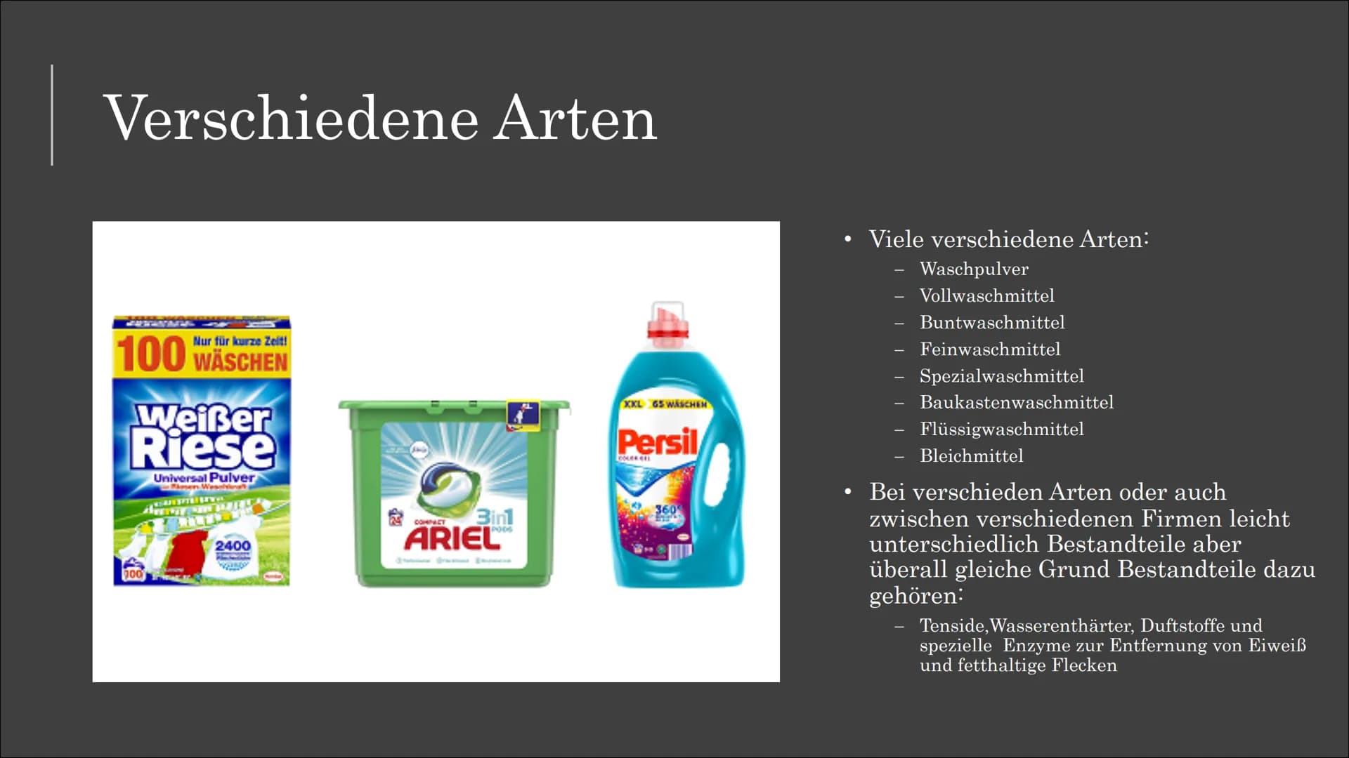 dm
nk
mit
SCHMITTEL
TIVE
T
45 Wäscher clever
iBe
Bi
Waschmittel
MATE
T
P
POW
COLOR INHALTSVERZEICHNIS
1. Wiederholung: Was sind nochmal Enzy