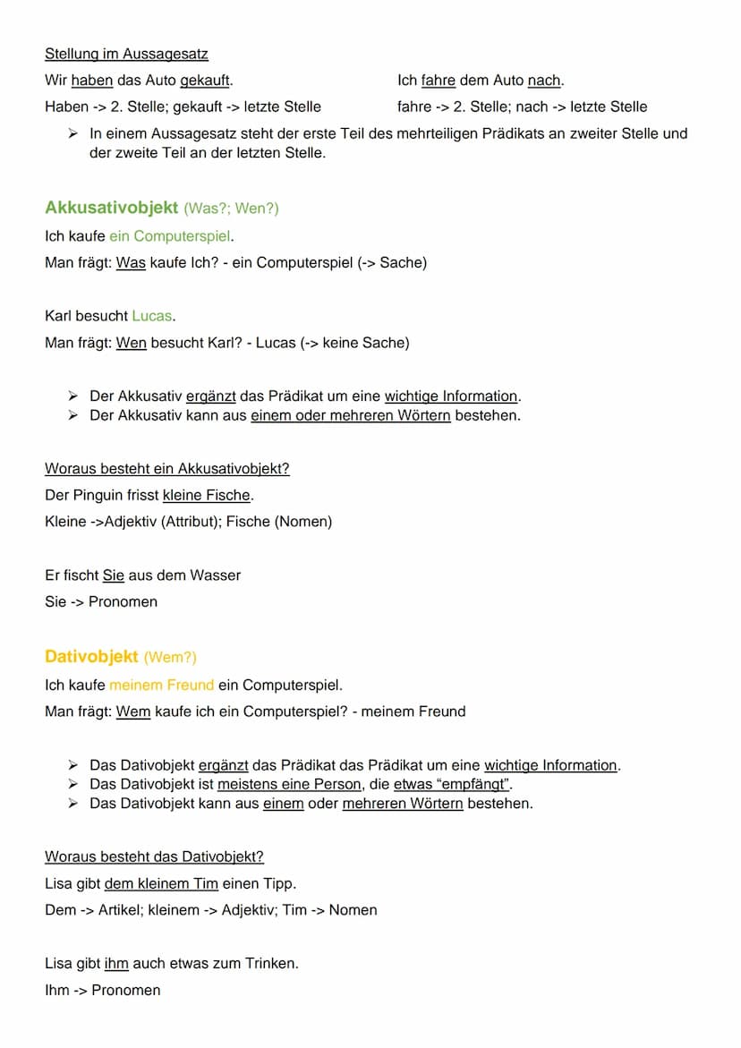 Satzglieder
➤ Satzglieder haben in jedem Satz eine bestimmte Aufgabe oder Funktion. Sie sagen
uns z. B. wer im Satz etwas tut oder wo es ges