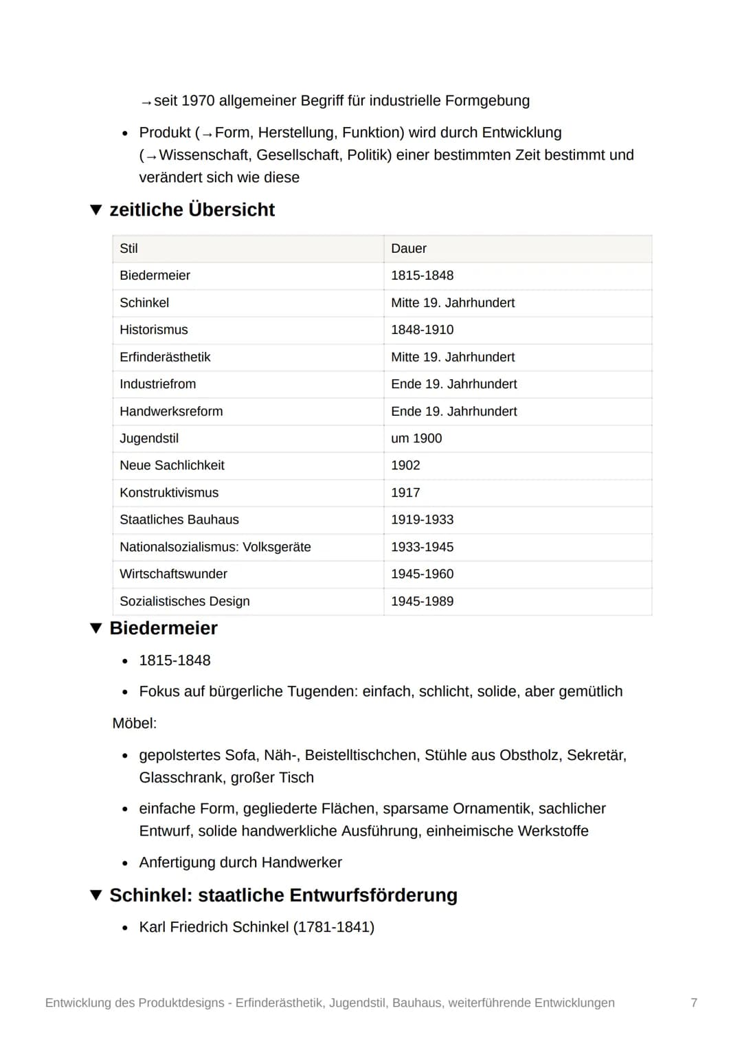 Aic
Entwicklung des
Produktdesigns -
Erfinderästhetik, Jugendstil,
Bauhaus, weiterführende
Entwicklungen
Q11/2
Das Design
▾ Definition des D