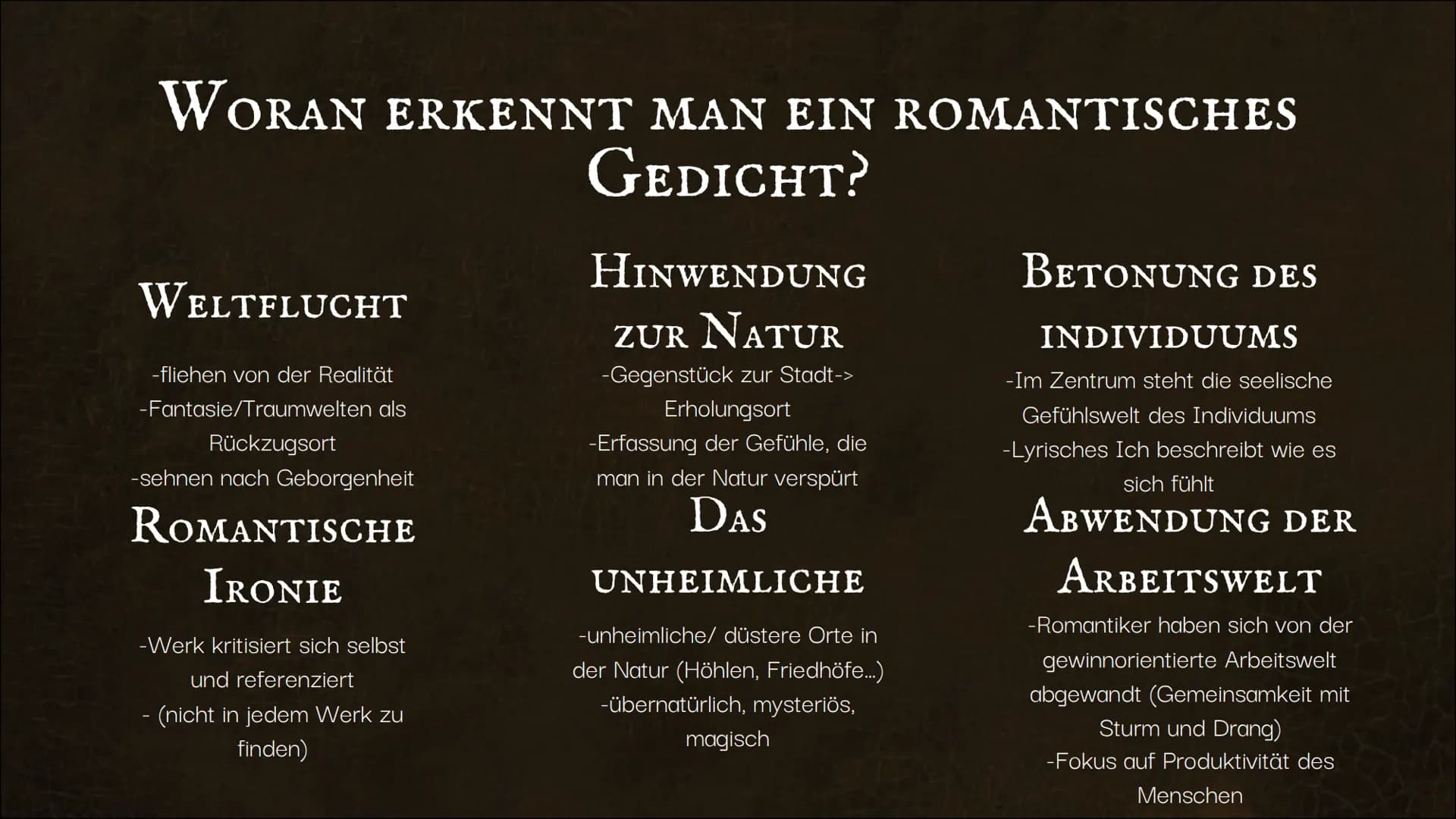 S
B
D GI
NATURLYRIK
DIE EPOCHE DER
LYRISCHEN ROMANTIK
47
Von: Janna, Emma INHALTSVERZEICHNIS
ΟΙ
ALLGEMEINES
Zeit, Autoren, Herkunft,
Geschic