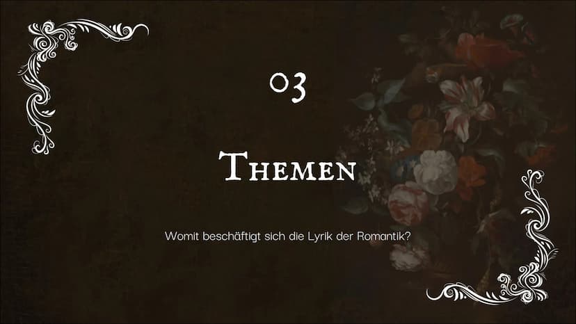 S
B
D GI
NATURLYRIK
DIE EPOCHE DER
LYRISCHEN ROMANTIK
47
Von: Janna, Emma INHALTSVERZEICHNIS
ΟΙ
ALLGEMEINES
Zeit, Autoren, Herkunft,
Geschic
