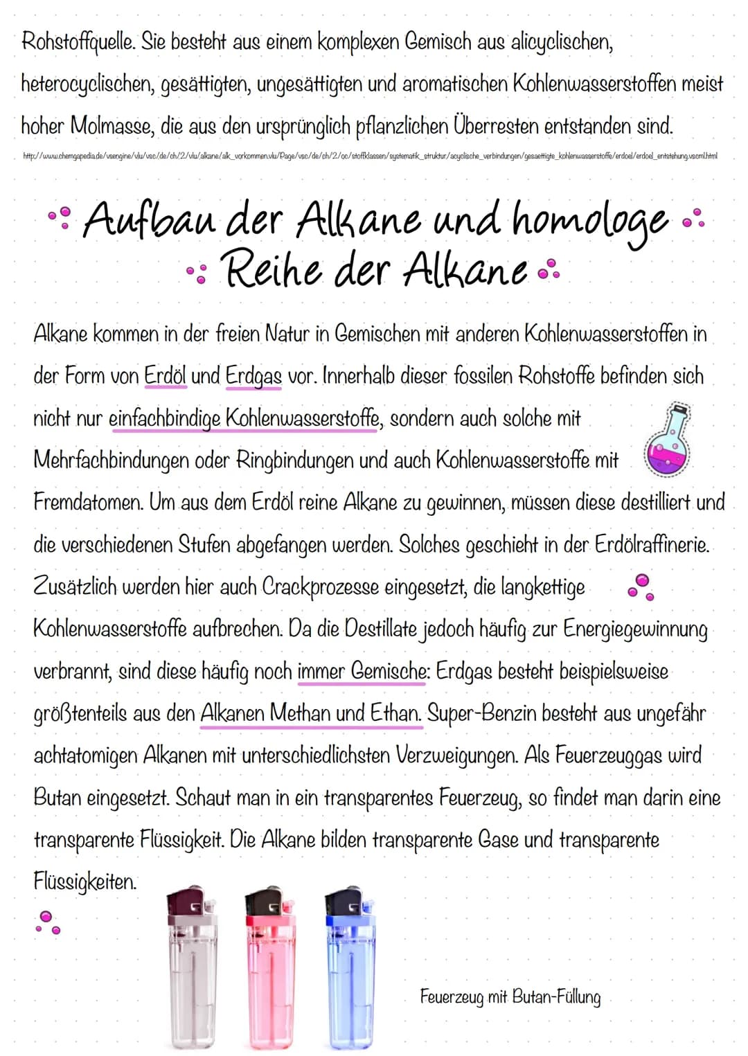 SAIKane
Eigenschaften der n-Alkane
Homologe Reihe
Name Formel Schmelzpunkt Siedepunkt
Methan CH₂
-182,48°C
Ethan C₂H6
-183,27°C
Propan C3H8
