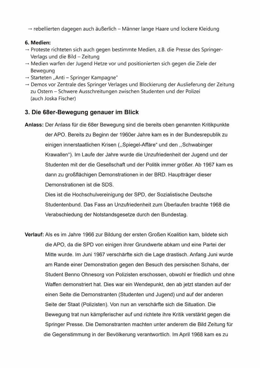 Außerparlamentarische
Opposition (APO)
und ,,68er-Bewegung" in der BRD
1. Definition ,,Außerparlamentarische Opposition (APO)
,,Außerparlame