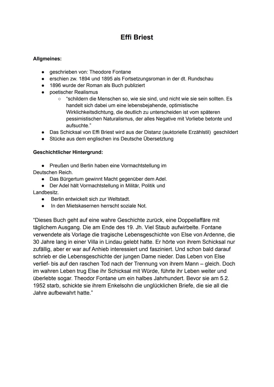 Allgmeines:
Effi Briest
geschrieben von: Theodore Fontane
● erschien zw. 1894 und 1895 als Fortsetzungsroman in der dt. Rundschau
1896 wurde