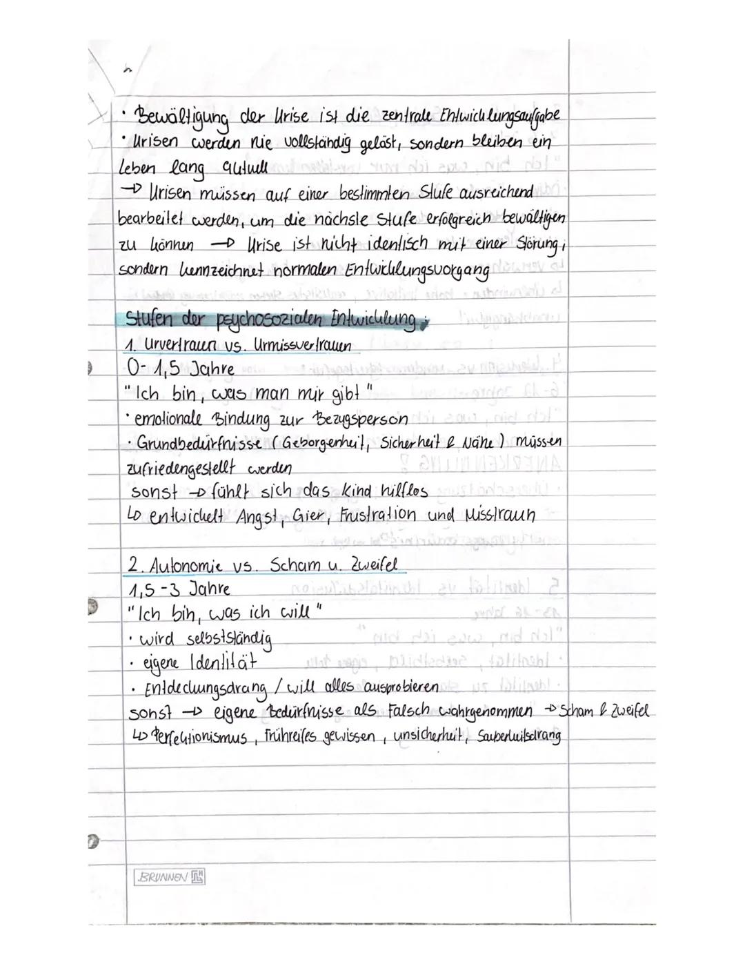 pädagogik
KLAUSUR Nr. 1
fute mama wind
MODELL NACH ERIK ERIKSON kohane
→PSYCHOSOZIALE ENTWICKLUNG
Grundthesen der Theorie
•Leben ist in acht