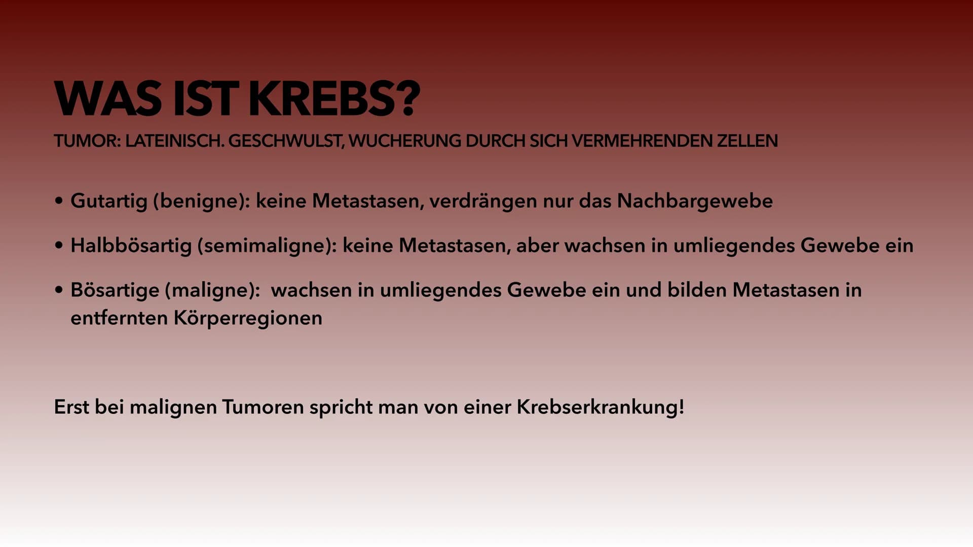 KREBS
WARUM ENTSTEHT KREBS UND WIE KOMMT ES DAZU?
ALIS MACHMOUCHI INHALTSVERZEICHNIS
• Was ist Krebs?
• Verschiedene Tumore
• Warum entsteht