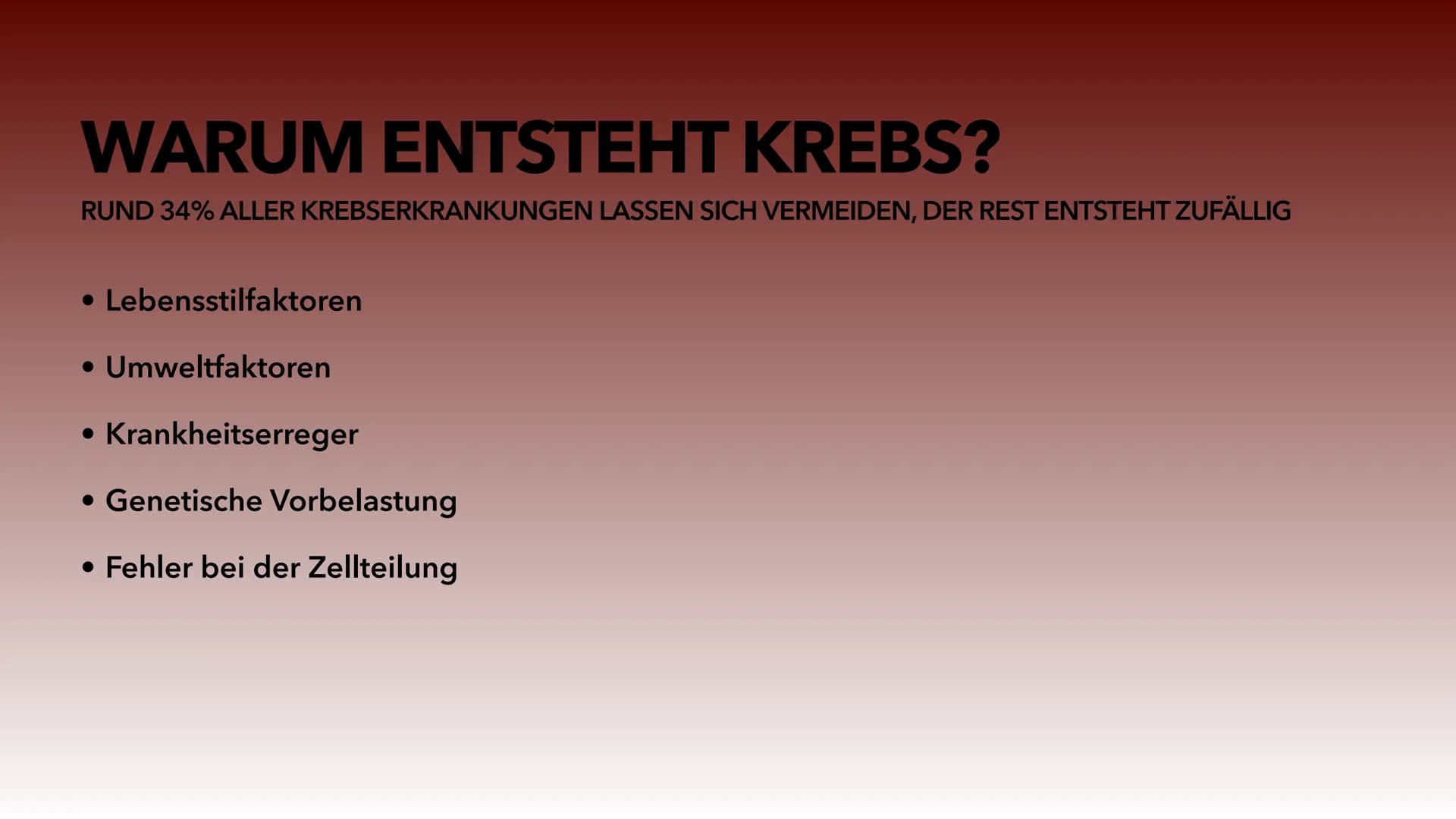 KREBS
WARUM ENTSTEHT KREBS UND WIE KOMMT ES DAZU?
ALIS MACHMOUCHI INHALTSVERZEICHNIS
• Was ist Krebs?
• Verschiedene Tumore
• Warum entsteht