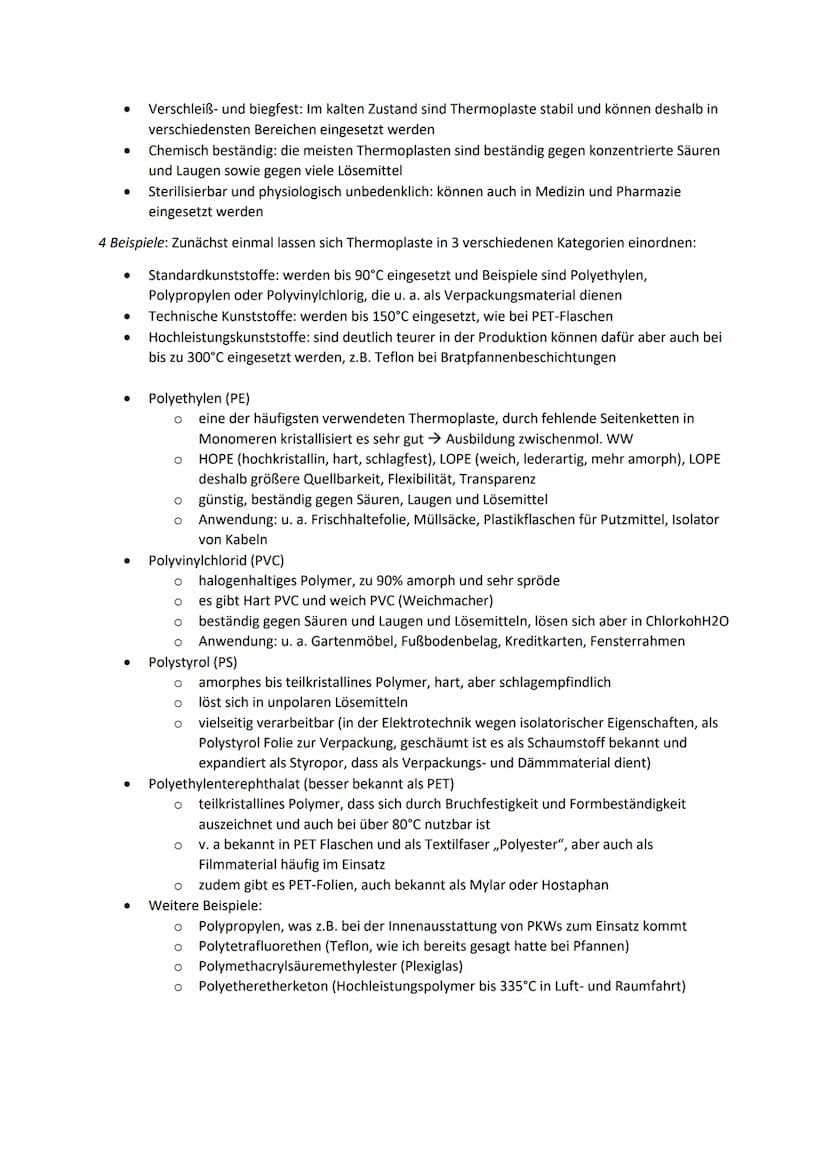 Thermoplaste sind Kunststoffe, die sich bei ausreichender Erwärmung plastisch verformen lassen.
STRUKTUR
amorphe (1) und teilkristalline Pol