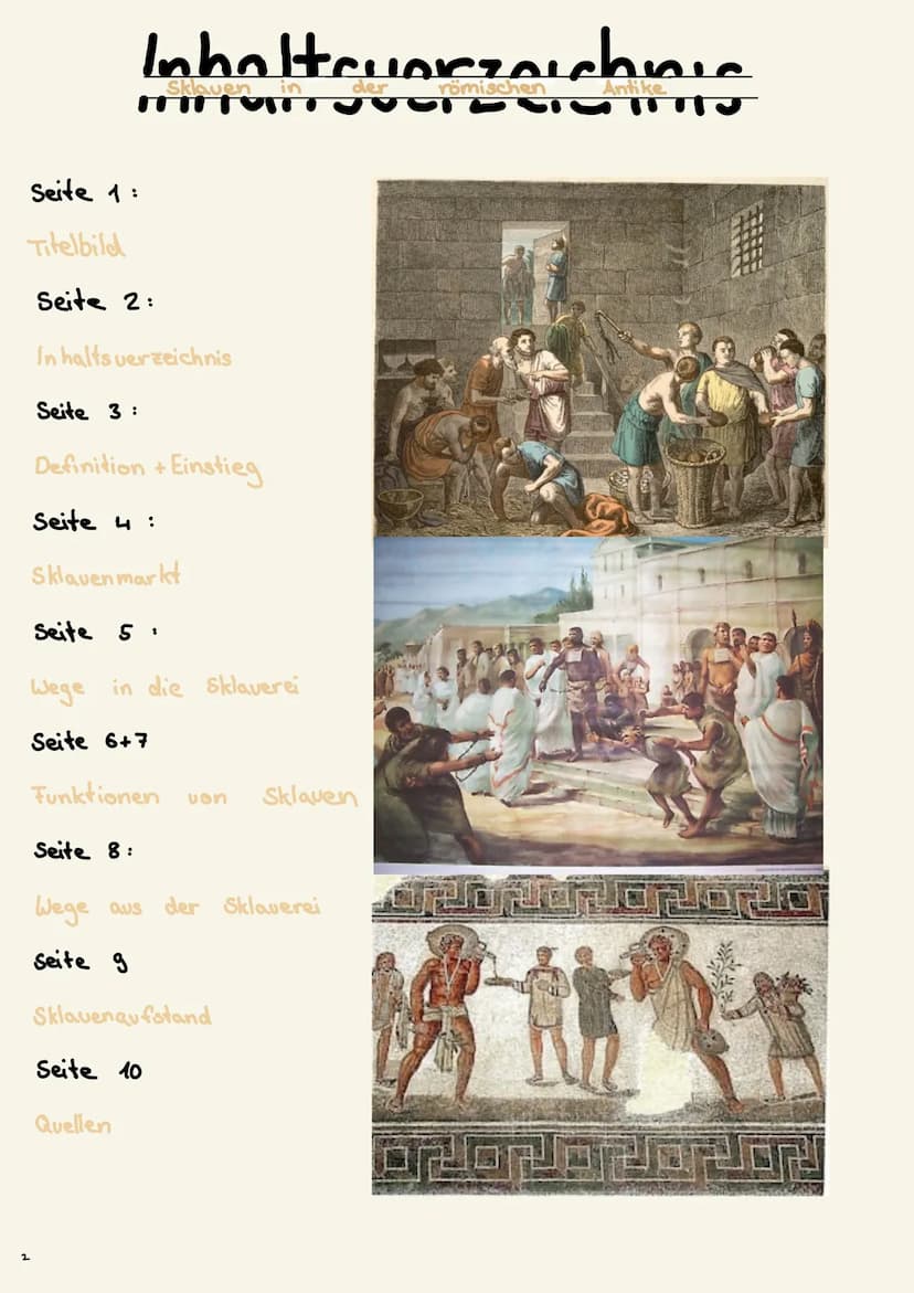 o
Akersklave
Sklaven th
Mienensklave
Haussklave
plike
Gladiator
der römischen
Он Inholtcuaczeichnis
römischen
Sklaven
men
Seite 1:
Titelbild