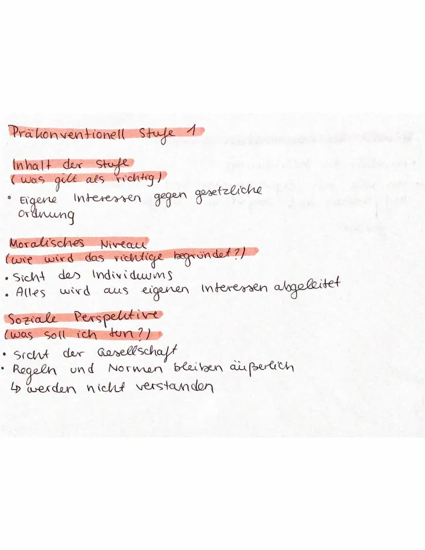 1. Prähionventionelle Moral
=>
shife
eigene Perspektive dominiert
·any Folgen für eigene Wohlergehen geblicht
1: Orientierung an Strafe & Ge