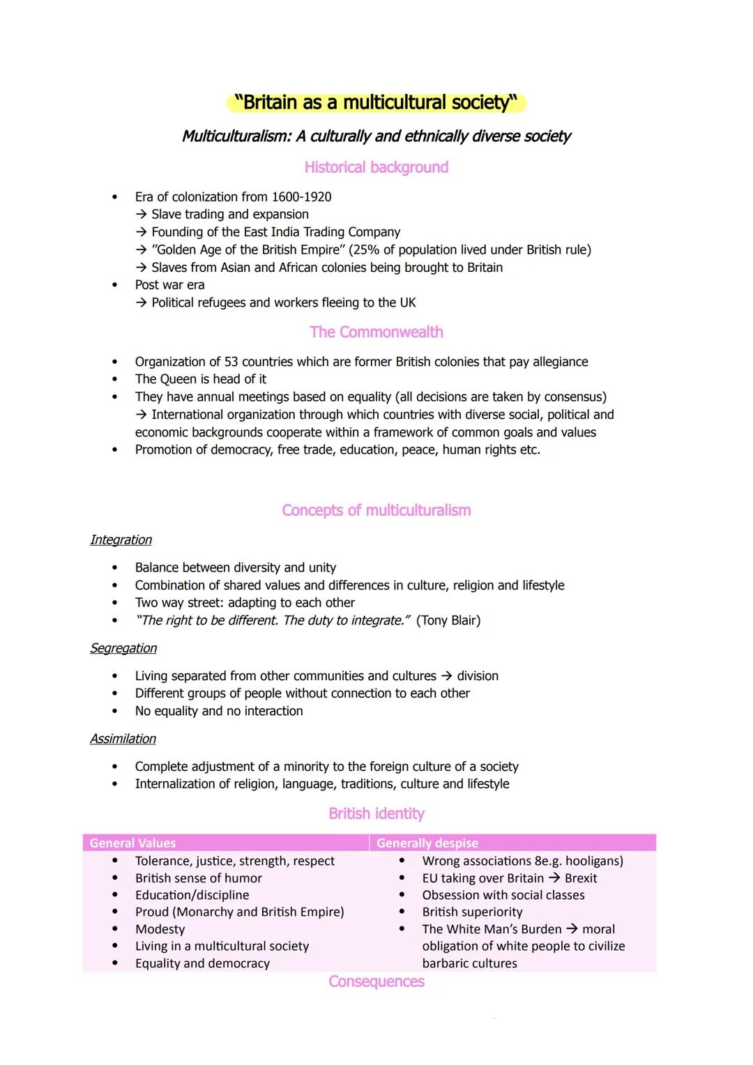 # "Britain as a multicultural society"

Multiculturalism: A culturally and ethnically diverse society

## Historical background

- Era of co