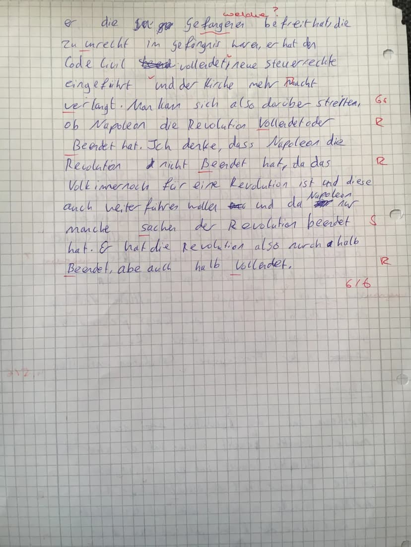 Klasse 8b
1. Klassenarbeit Geschichte
Themen: Die Französische Revolution/Die Industrialisierung
Name: Joel Stepan
Mdl. Eindruck:_
2+
Punkte