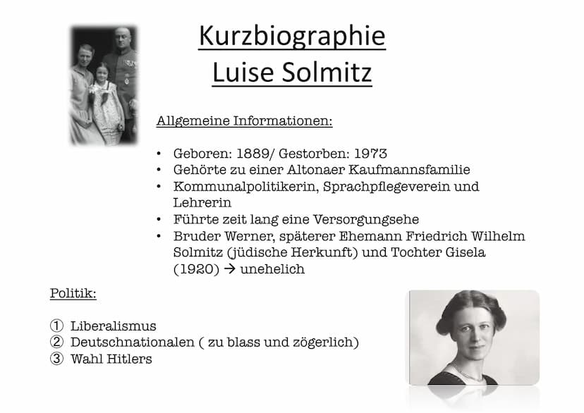PORTFOLIO
FLORENCE KOCH 9A Inhaltsverzeichnis
1) Kurzbiographie von Luise Solmitz
2) Analyse Tagebucheinträge
3) Analyse Tagebucheinträge
4)