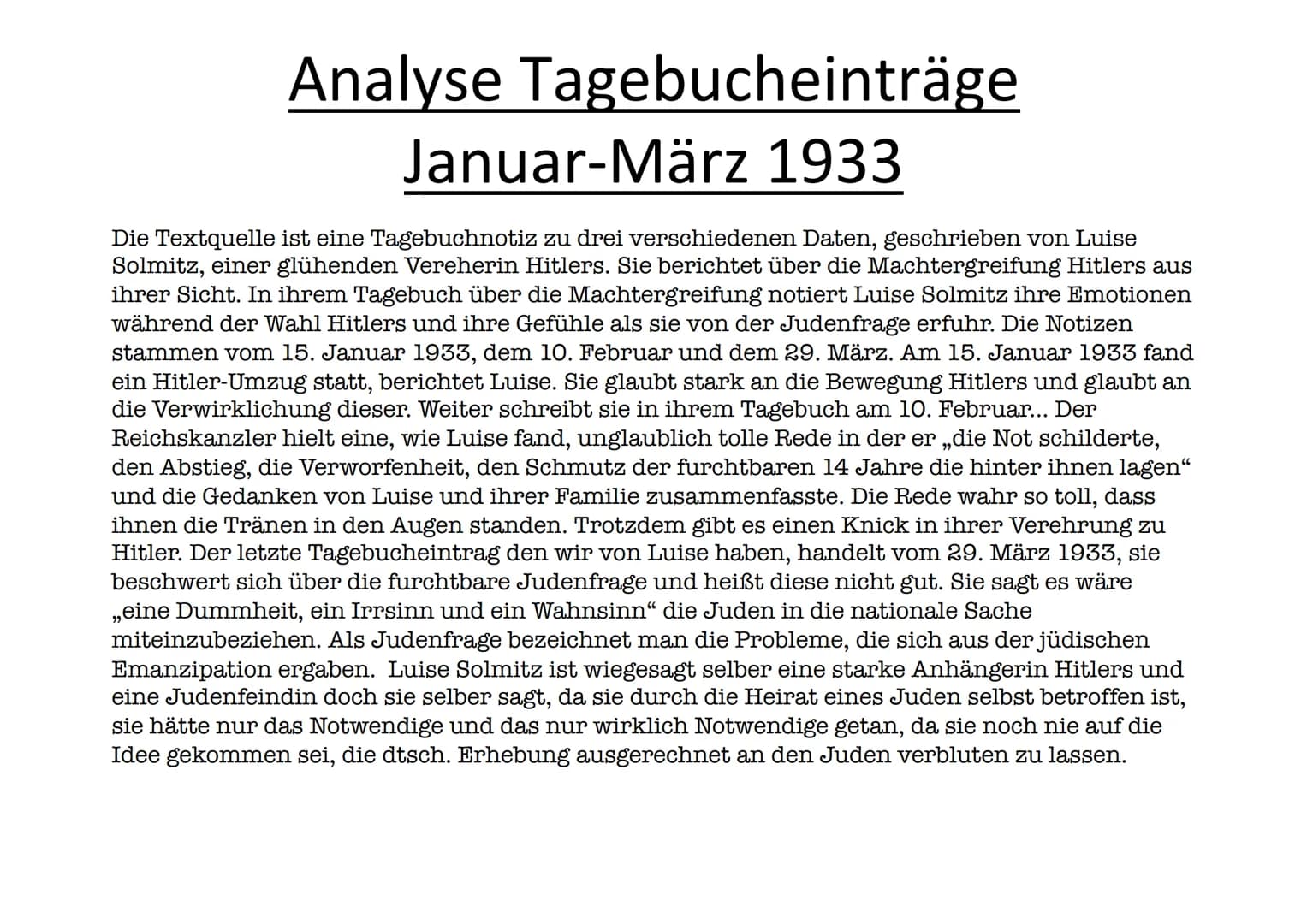 Hitlers Machtergreifung: Chronologie & Zusammenfassung (PDF)
