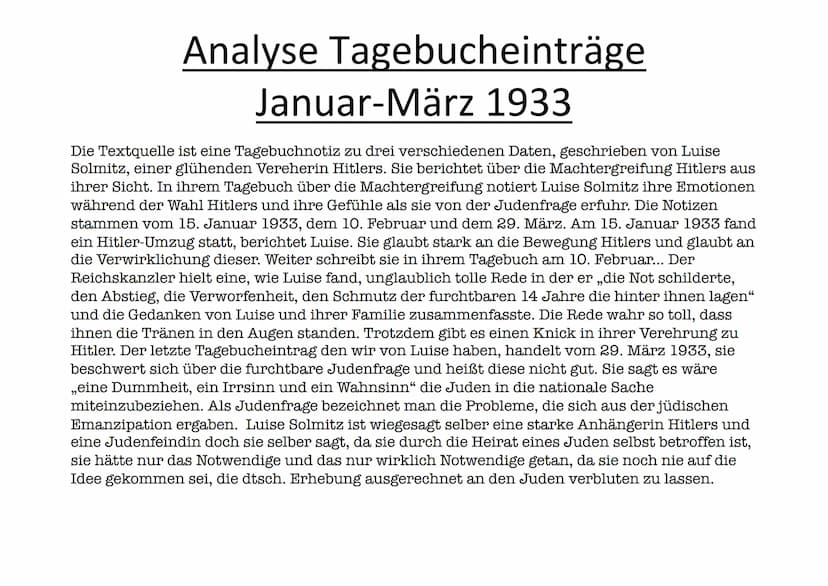 PORTFOLIO
FLORENCE KOCH 9A Inhaltsverzeichnis
1) Kurzbiographie von Luise Solmitz
2) Analyse Tagebucheinträge
3) Analyse Tagebucheinträge
4)