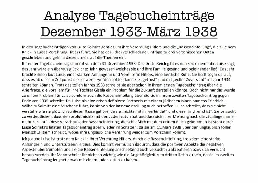 PORTFOLIO
FLORENCE KOCH 9A Inhaltsverzeichnis
1) Kurzbiographie von Luise Solmitz
2) Analyse Tagebucheinträge
3) Analyse Tagebucheinträge
4)