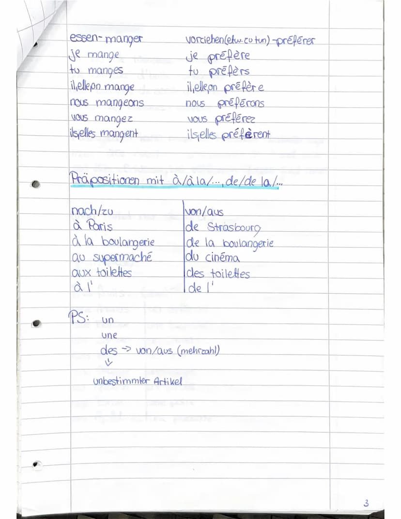 Themen:
Possesivpronomen.
-Unregelmäßige Verben.
-Propositionen mit de/de la/..., à/àla/...
-Mengenangaben
-fruits.
Lernblatter-Französisch
