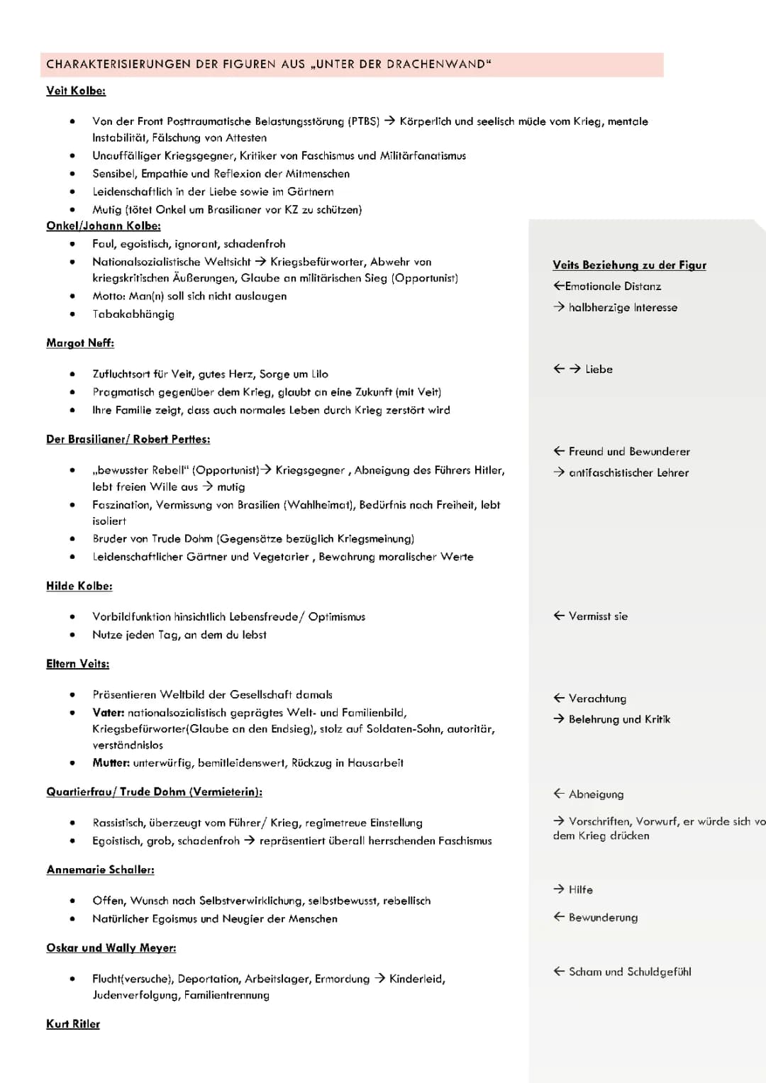 Unter der Drachenwand Charaktere, Sachtextanalyse schreiben, sprachliche Mittel und ihre Wirkungen