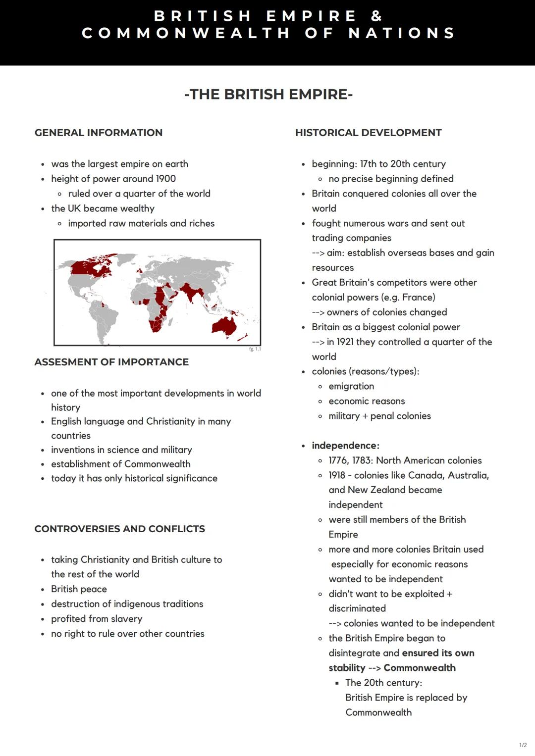 # BRITISH EMPIRE &
COMMONWEALTH OF NATIONS

GENERAL INFORMATION

-THE BRITISH EMPIRE-

HISTORICAL DEVELOPMENT

- was the largest empire on e
