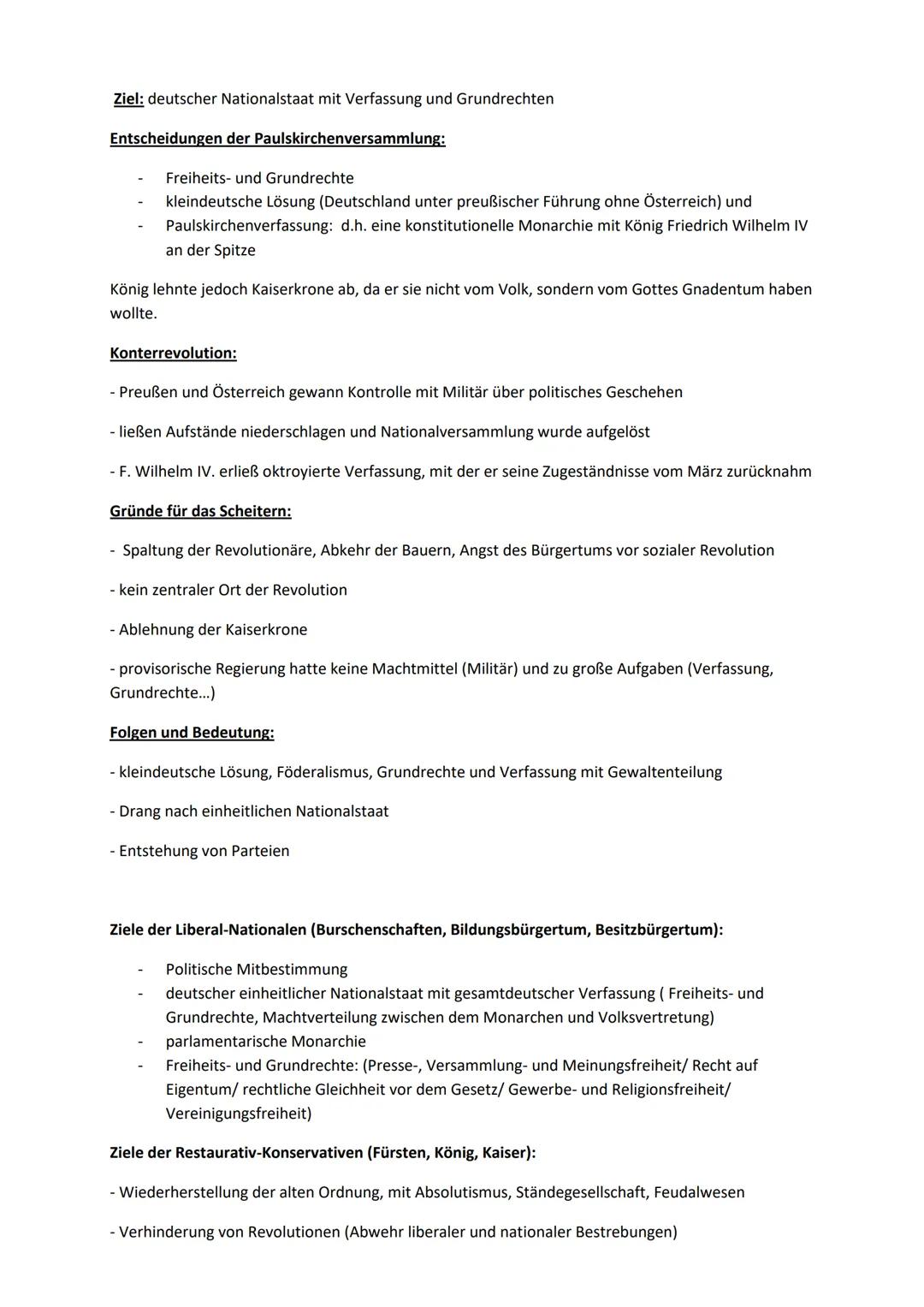 Deutsche Revolution 1848/49
Ursachen:
- nach dem Wiener Kongress bildete sich ein nationales-liberales Nationalbewusstsein vor allem im
Bürg