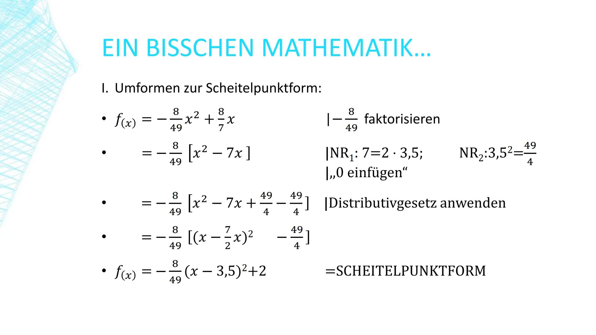 VIADUKTE
Was hat f(x)
8
8
x² + x mit Brücken zu tun?
49 GLIEDERUNG
■
■
Allgemeines über Viadukte
Definition und Geschichte
Unser Projekt
■
U