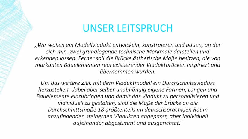 VIADUKTE
Was hat f(x)
8
8
x² + x mit Brücken zu tun?
49 GLIEDERUNG
■
■
Allgemeines über Viadukte
Definition und Geschichte
Unser Projekt
■
U