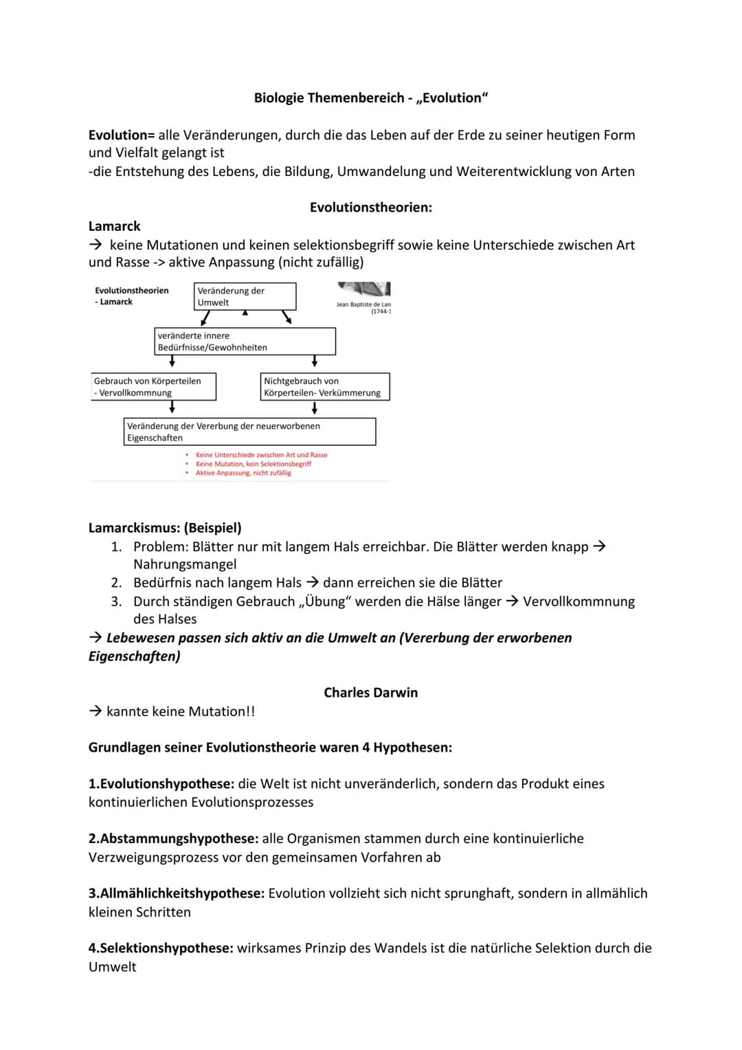 Biologie Themenbereich - ,,Evolution"
Evolution= alle Veränderungen, durch die das Leben auf der Erde zu seiner heutigen Form
und Vielfalt g