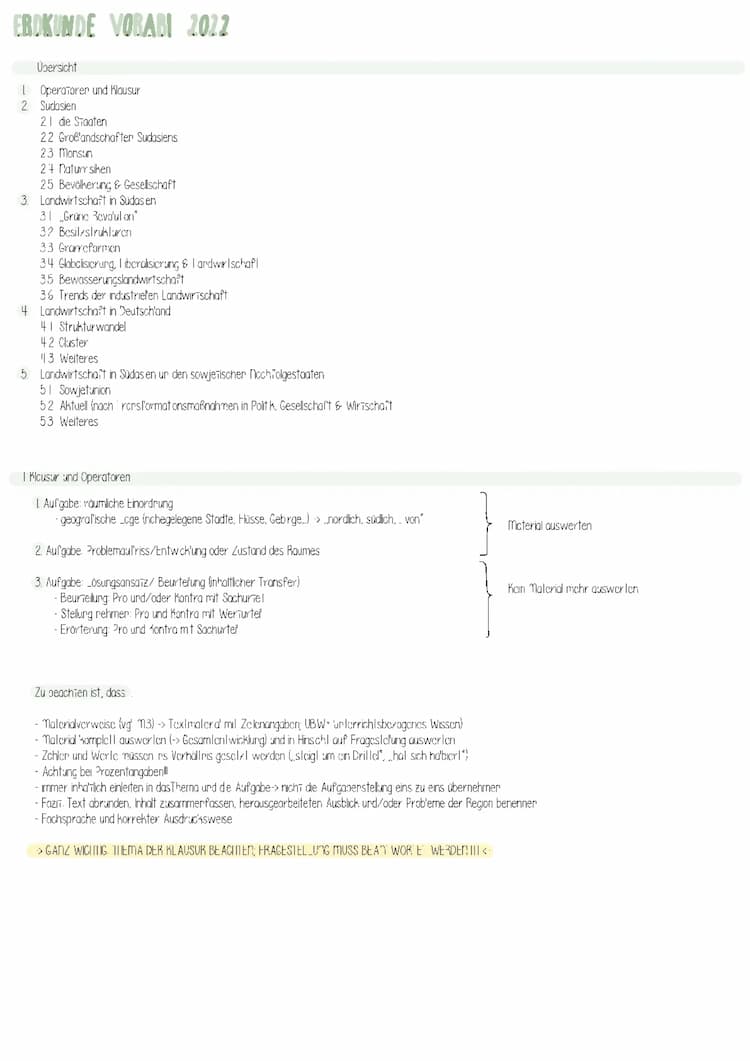 Know Südasien Landwirtschaft (Erdkunde Vorabi Lernzettel) thumbnail