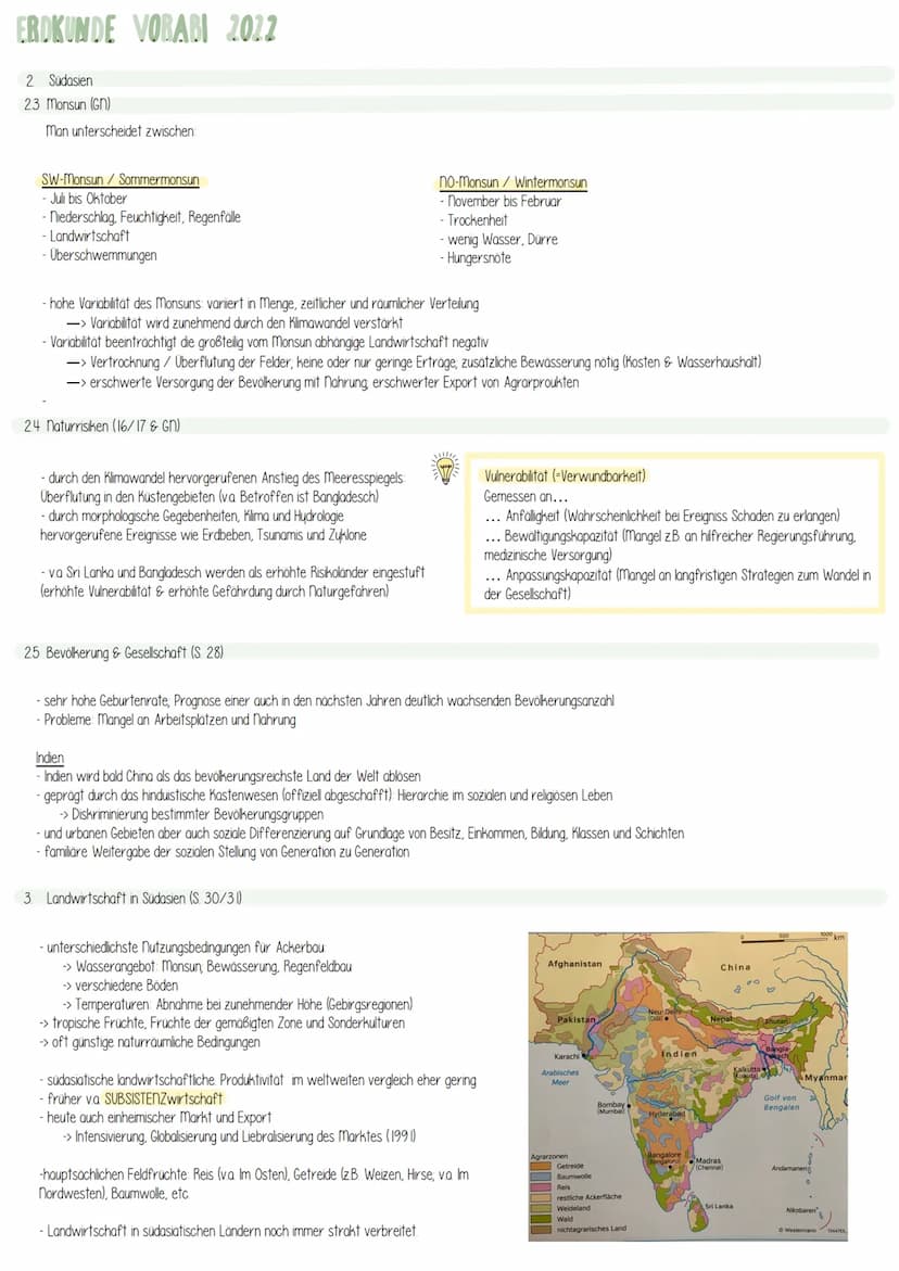 ERDKUNDE VORABI 2012
Übersicht
Operatoren und Klausur
2 Sudasien
21 die Staaten
22 Großlandschaften Südasiens
23 Monsun
24 Naturrisiken
25 B