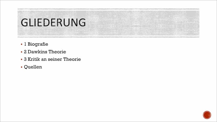 RICHARD DAWKINS GLIEDERUNG
■
1 Biografie
■
2 Dawkins Theorie
3 Kritik an seiner Theorie
Quellen
■ 1 BIOGRAFIE
26.03.1941 in Nairobi (Kenia) 